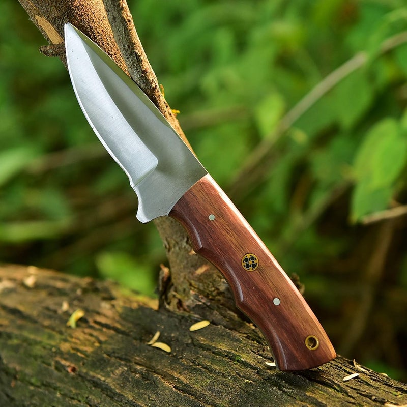 FH TRADERS Handmade Fixed Blade Hunting Knife - 8 Inches Stainless Steel Razor Sharp Blade Full Tang Bushcraft Knives with Premium Leather Sheath. Used For Outdoor Camping, Hiking, Skining Knife, Forged Tracker. - Image 5